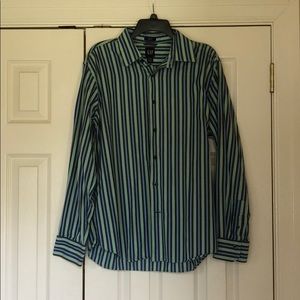 Blue, green stripe dress shirt